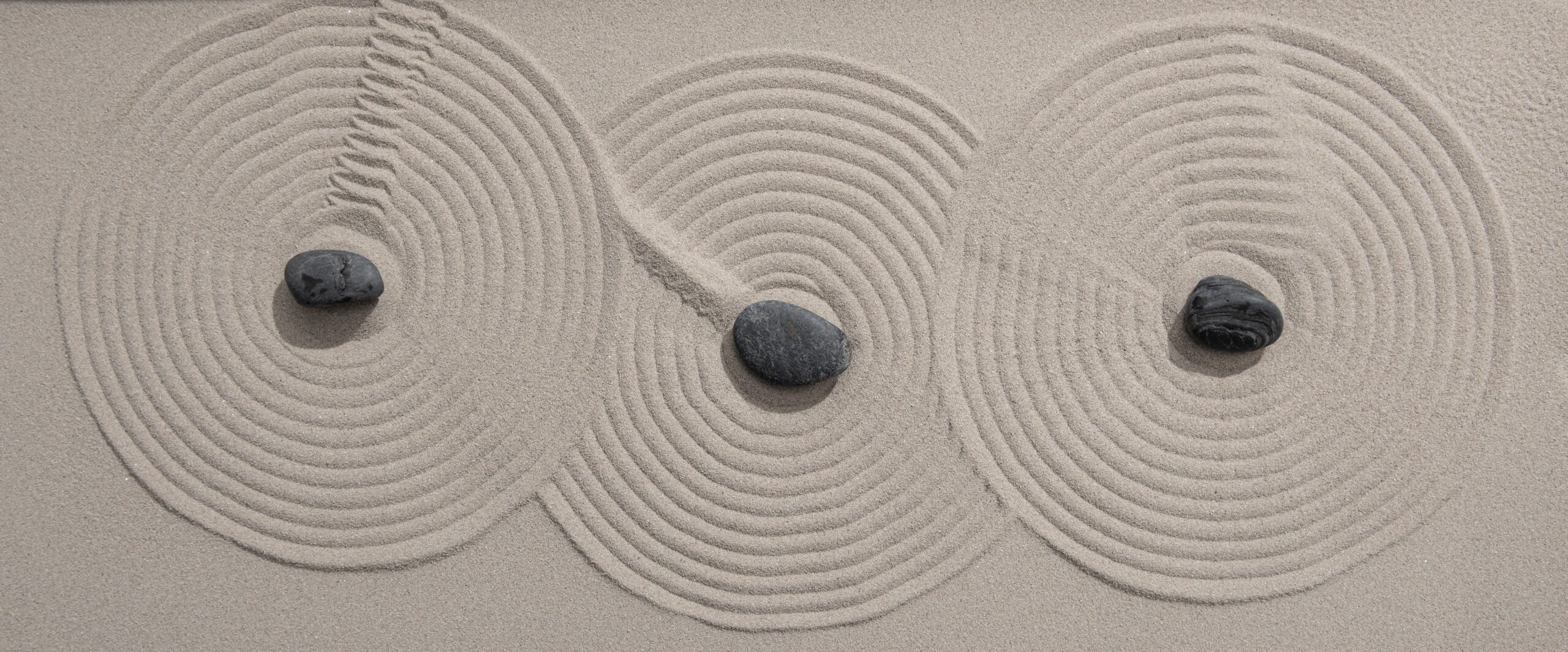 Japanese garden stone with sand pattern